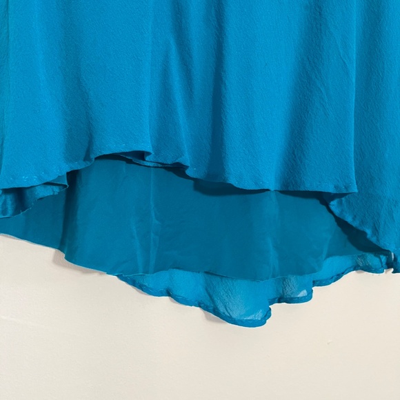 SPENSER JEREMY Gorgeous Teal Flutter Sleeve Cowl Neck 100% Silk Midi Dress Sz 6 - Picture 4 of 14